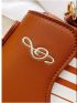 Mini Piano Keyboard Square Bag Top Handle Brown