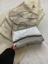 Snakeskin Embossed Square Bag Flap Metallic Funky