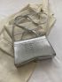 Snakeskin Embossed Square Bag Flap Metallic Funky