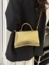 Snakeskin Embossed Square Bag Flap Metallic Funky