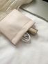 Beige Minimalist Coin Purse Lipstick Earphone Storage Bag