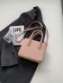 Mini Square Bag Litchi Embossed Baby Pink Fashionable For Daily