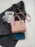 Mini Square Bag Litchi Embossed Baby Pink Fashionable For Daily