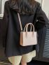 Mini Square Bag Litchi Embossed Baby Pink Fashionable For Daily