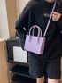 Mini Square Bag Litchi Embossed Purple Fashionable For Daily