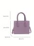Mini Square Bag Litchi Embossed Purple Fashionable For Daily