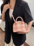 Small Dome Bag Ombre Plaid Pattern Zipper PU