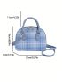 PU Dome Bag Plaid Pattern Zipper Small