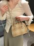 Small Dome Bag Ombre Plaid Pattern Double Handle Zipper PU