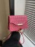 Mini PU Square Bag Argyle Embossed Flap