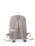 Polyamide Classic Backpack Metal Decor Zip Front Adjustable Strap Side Pocket Medium