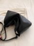 PU Hobo Bag Litchi Embossed Zipper Adjustable Strap White
