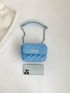 Mini Square Bag Letter Patch White Stitch Detail Chain Strap