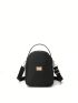 Mini Dome Bag Metal Decor Top Handle Zipper Nylon