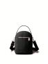 Mini Dome Bag Metal Decor Top Handle Zipper Nylon