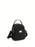 Mini Dome Bag Metal Decor Top Handle Zipper Nylon