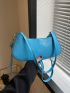 Snakeskin Embossed Baguette Bag With Zipper Neon Orange PU