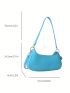 Snakeskin Embossed Baguette Bag With Zipper Neon Orange PU