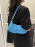 Snakeskin Embossed Baguette Bag With Zipper Neon Orange PU