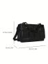 Mini Square Bag Plaid Embossed Chain Decor Flap Black PU