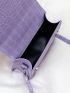 Mini Square Bag Crocodile Embossed Top Handle Flap White PU Elegant