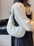 White Hobo Bag With Zipper PU