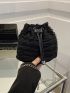Mini Bucket Bag Textured Drawstring Polyester