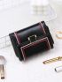 Embroidered Detail Small Wallet Trifold PU With Wristlet