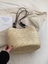 Beige Straw Bag Vacation Snap Button For Summer