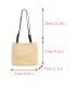 Beige Straw Bag Vacation Snap Button For Summer