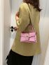 Mini PU Square Bag Crocodile Embossed Flap Chain Solid Color