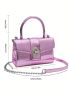Mini PU Square Bag Crocodile Embossed Flap Chain Solid Color