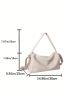 Litchi Embossed Bucket Bag Beige Large Capacity For Daily