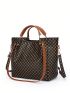 4pcs Bag Set Geometric Pattern Commuting PU Handbag, Crossbody Bag, Handbag, Card Bag