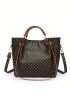 4pcs Bag Set Geometric Pattern Commuting PU Handbag, Crossbody Bag, Handbag, Card Bag