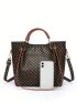 4pcs Bag Set Geometric Pattern Commuting PU Handbag, Crossbody Bag, Handbag, Card Bag