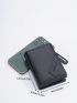 Letter & Litchi Embossed Small Wallet Vintage Snap Button PU