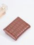 Crocodile Embossed Small Wallet Brown Fashionable Tri-Fold