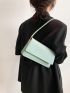 Solid Color Pu Minimalist Square Bag Flap Green