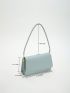 Solid Color Pu Minimalist Square Bag Flap Green