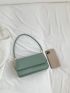 Solid Color Pu Minimalist Square Bag Flap Green