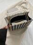 Fabric Square Bag Plaid Pattern Double Handle