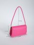 Small Square Bag Funky Neon Pink Crocodile Embossed