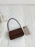 Small Square Bag Heart Embossed Flap Snap Button PU
