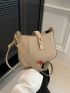 Mini Hobo Bag Beige Twist Lock Adjustable-strap PU