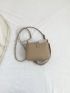 Mini Hobo Bag Beige Twist Lock Adjustable-strap PU