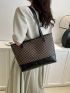 Geometric Pattern Shoulder Tote Bag Double Handle PU