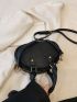 Small Dome Bag With Bag Charm Litchi Embossed Zipper PU