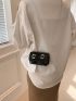 Mini Flap Square Bag Buckle Decor Solid Black