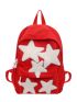 Star Decor Classic Backpack Red Fashionable Adjustable Strap For Daily
